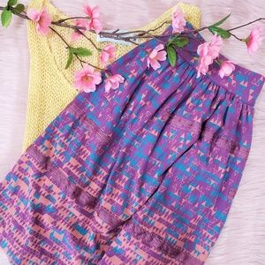 Old Khaki Geometric Print Ombre Short Skirt